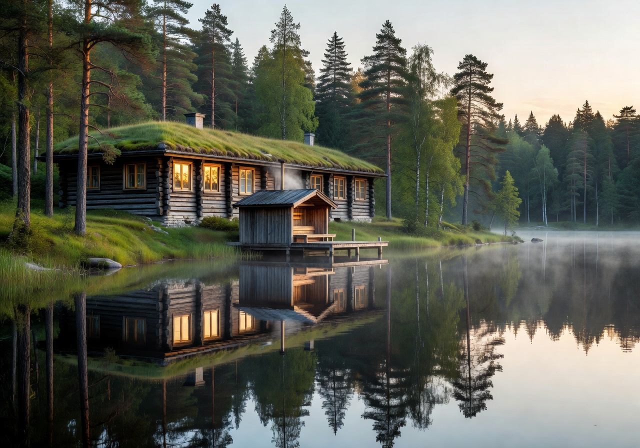 Hotel Järvisydän traditional Finnish lakeside spa surrounded by forest and calm lake waters