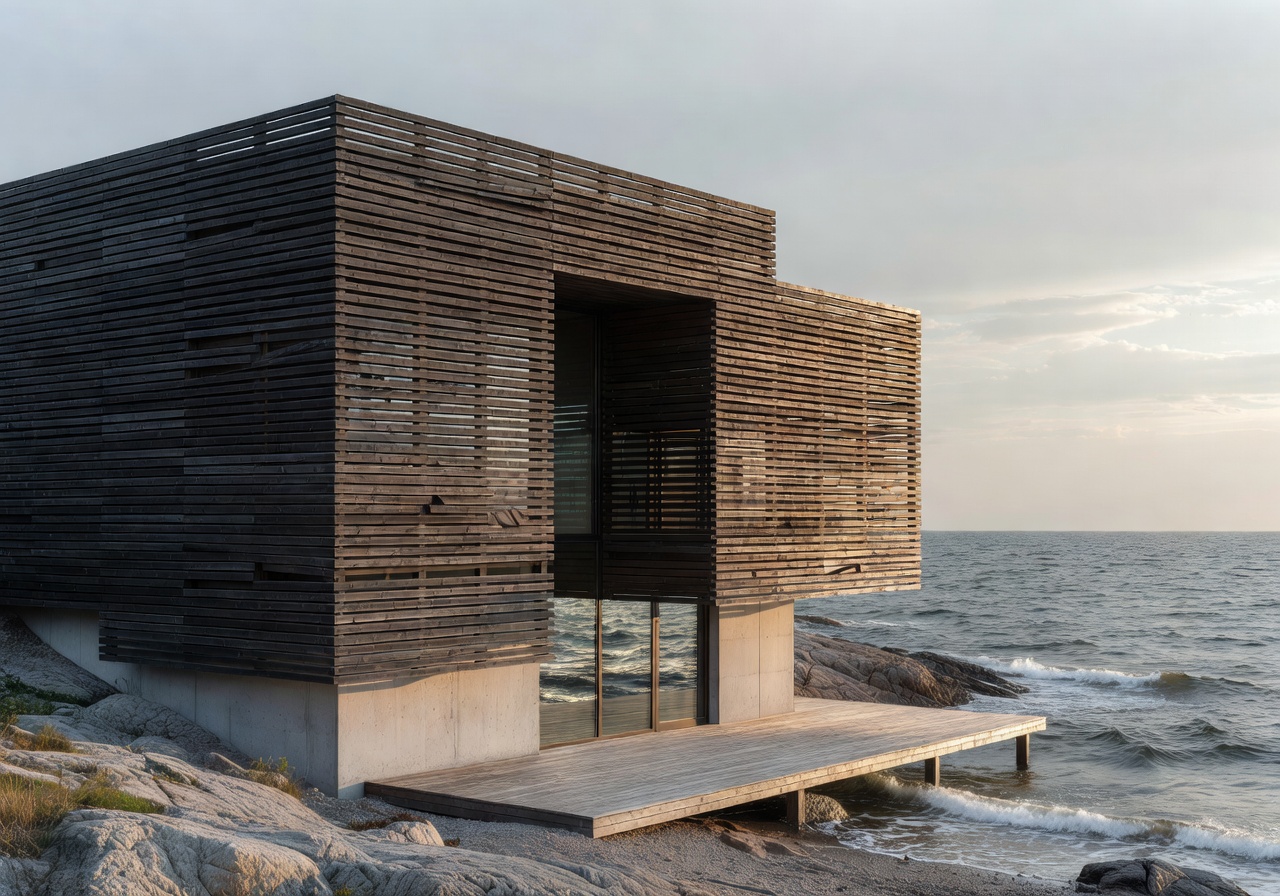 Löyly Helsinki seaside sauna with modern wooden architecture along the Baltic Sea shore