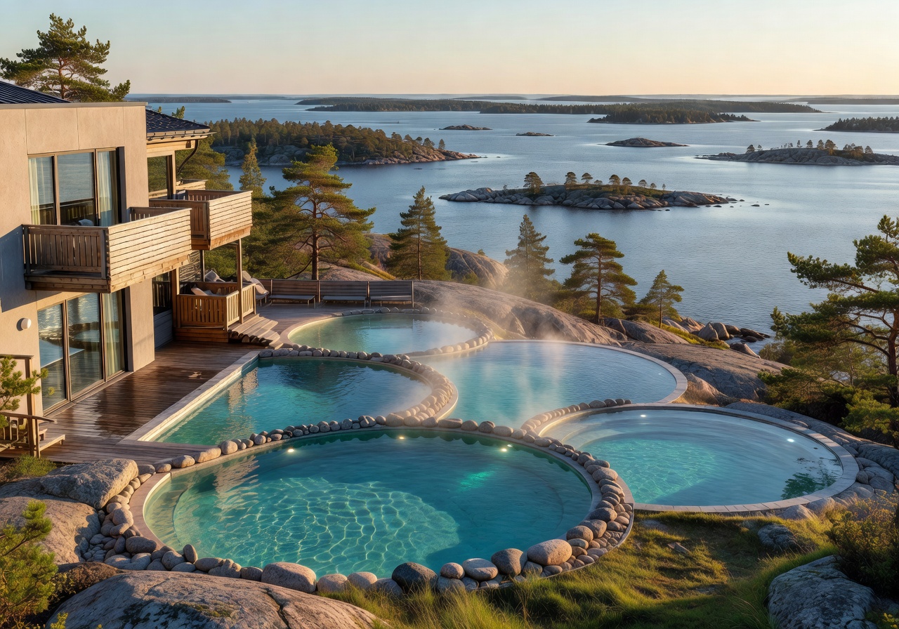 Naantali Spa Hotel seaside resort with outdoor pools overlooking the Finnish archipelago